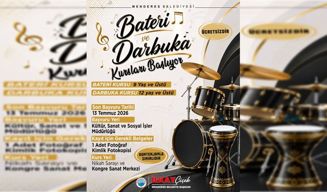 Menderes Belediyesi'nden ücretsiz bateri ve darbuka kursu