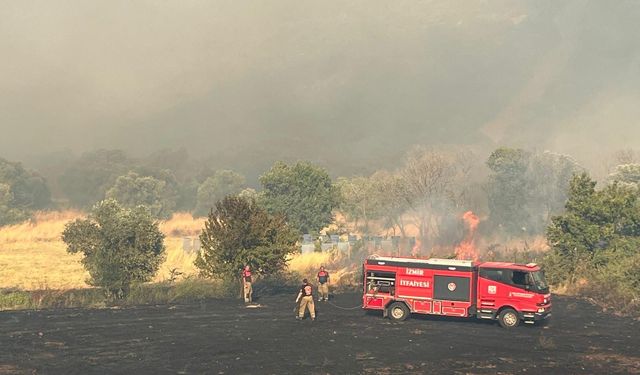 Foça'daki orman yangını için ekipler seferber oldu