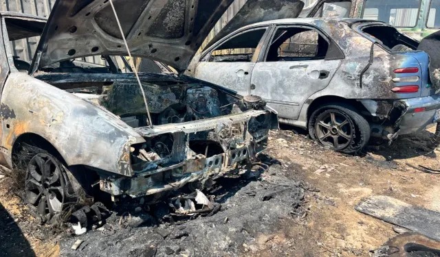 İzmir’de araçlar alevlere teslim oldu! 4 otomobil kullanılamaz hale geldi