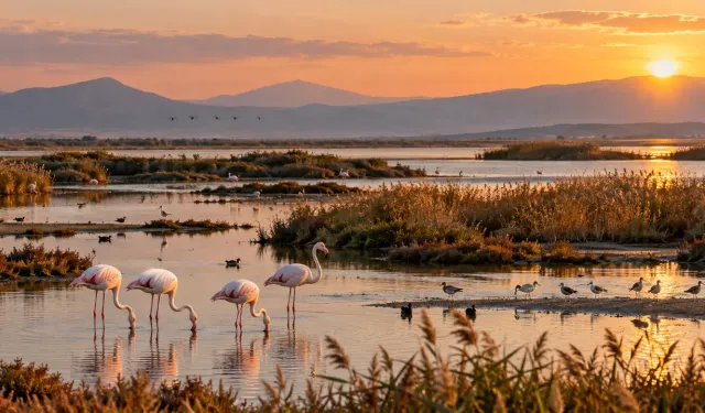 Flamingolar ve gün batımı: Gediz Deltası’nda sonbahar