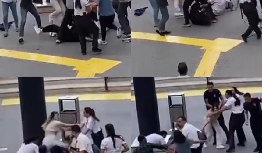 AVM önünde kadınlar arasında şiddetli kavga: Yumruklar havada uçuştu!