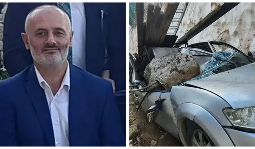 Kaya parçası kamyonetin üzerine düştü: 1 ölü, 2 yaralı