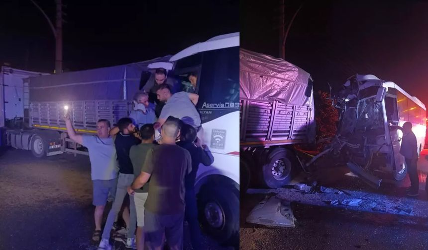 İşçi servisi park halindeki tıra çarptı; 5’i ağır, 20 kişi yaralandı