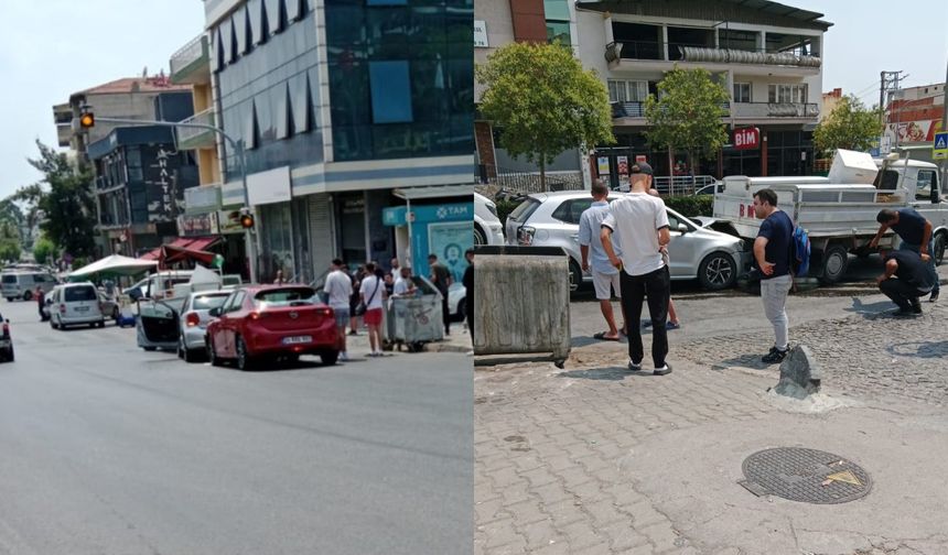 Çiğli'de korkutan kaza! İki otomobil hafif ticari araca çarptı