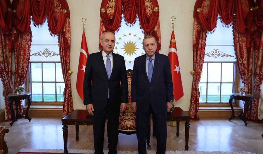 Erdoğan, TBMM Başkanı Kurtulmuş ile Dolmabahçe'de görüştü