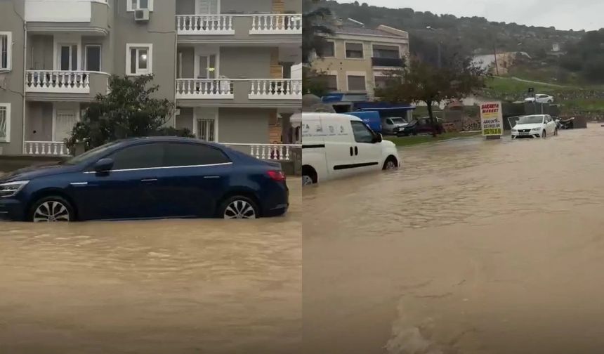 Çeşme’de sağanak hayatı felç etti, yollar göle döndü