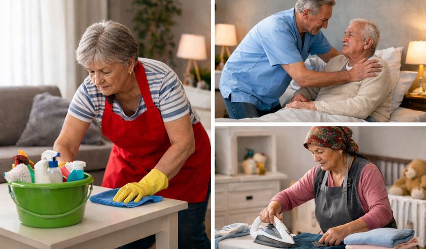 Emekli, hasta bakıp eve temizliğe gidiyor