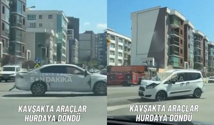 İzmir Buca’da kavşakta kaza: Araçlar hasar gördü