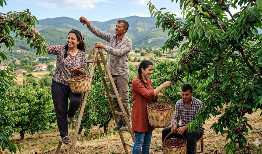 Kirazı toplama ücreti 40 kilo kiraza eşitlendi