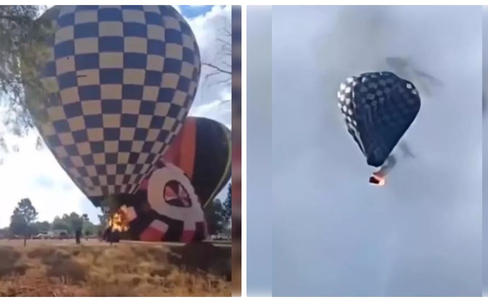 Alevler içindeki balondan düşerek can verdi