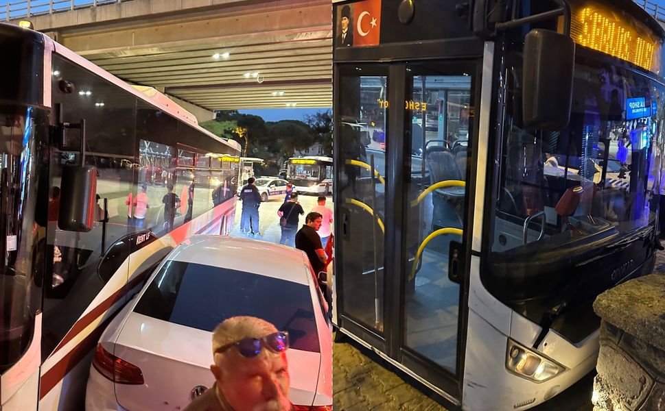 Bornova Küçükpark’ta feci kaza: ESHOT otomobili sürükledi
