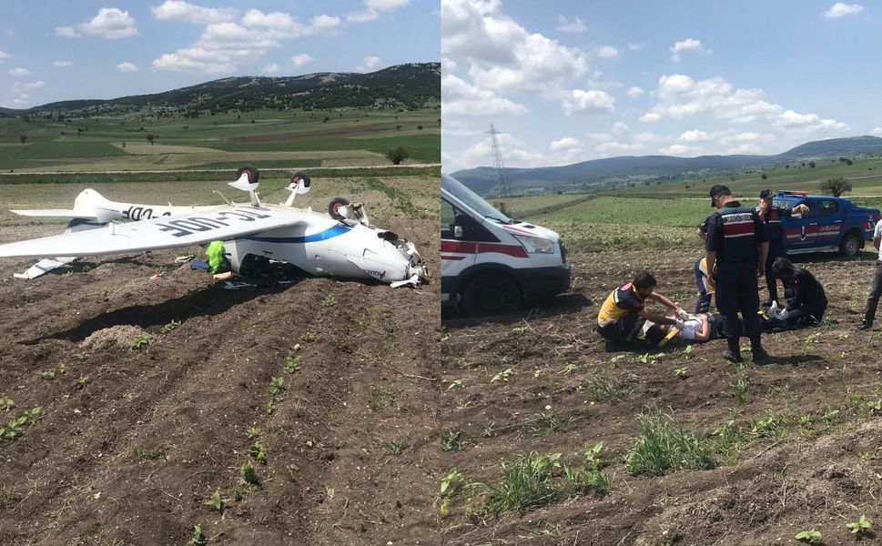 SON DAKİKA | Eğitim uçağı iniş sırasında ters döndü: Pilot yaralı