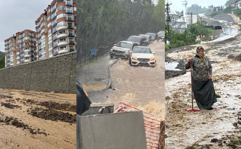 Trabzon adeta sular altında kaldı! Cadde ve sokaklar göle döndü!