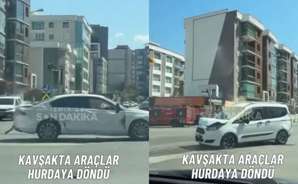 İzmir Buca’da kavşakta kaza: Araçlar hasar gördü