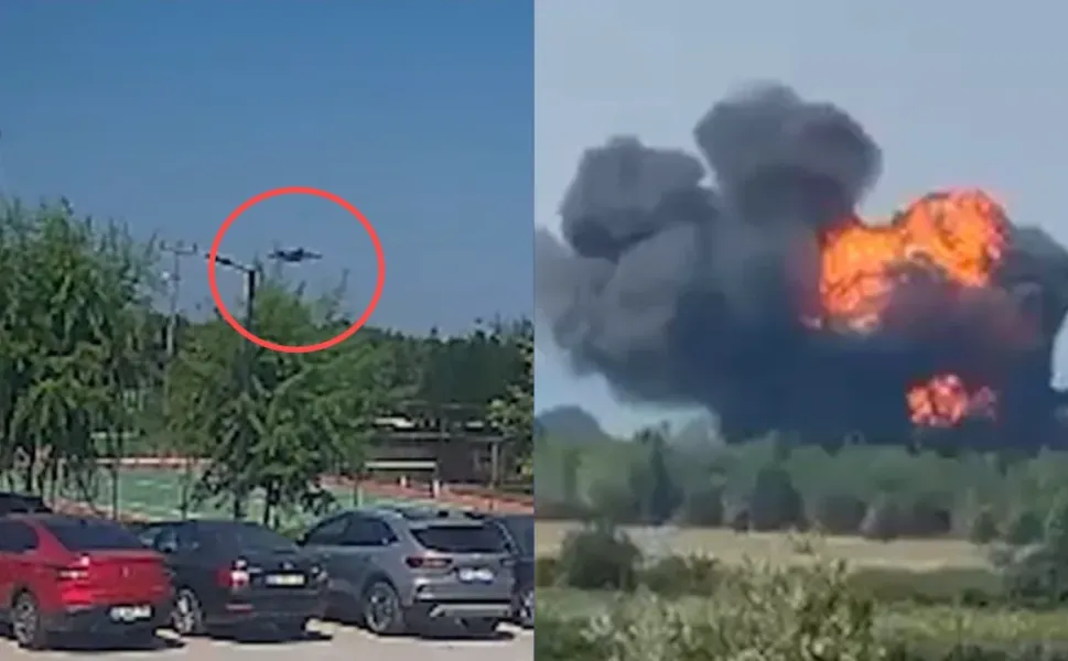 Yalova'da F-16 eğitim uçağının düşme anı kamerada