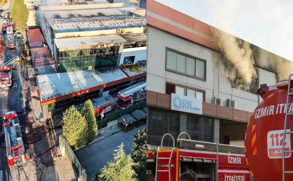 İzmir Gaziemir’de alevler yükseldi: İş yeri küle döndü