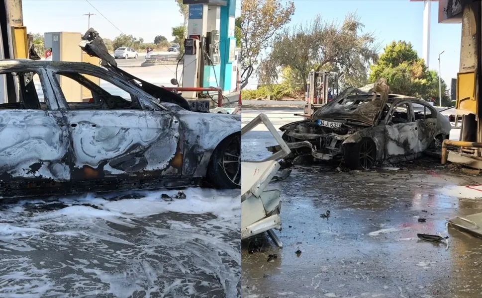 İzmir Kınık'ta otomobil akaryakıt pompasına çarptı: 2 yaralı