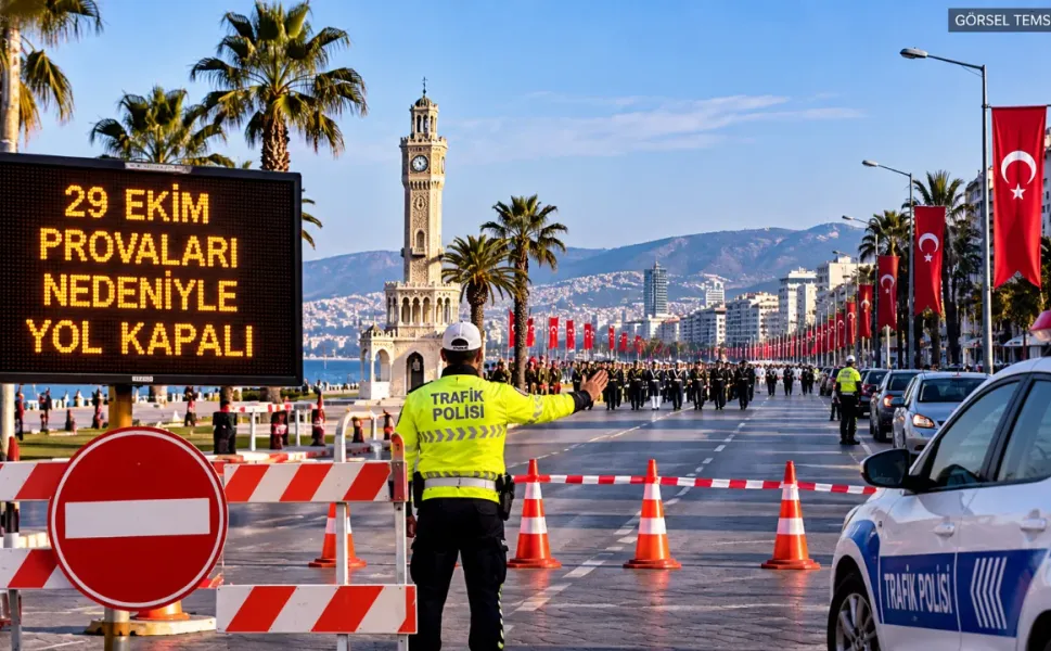 İzmir'de 29 Ekim provası nedeniyle bazı yollar trafiğe kapatılacak