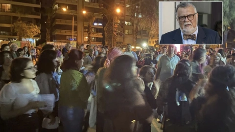 İzmir'de Celal Şengör'e öfke seli... Hep bir ağızdan taciz protestosu: 'Statünüz aklanmanızın bahanesi olamaz'-4