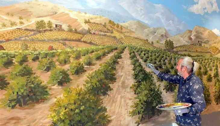 Ressam Gürcan Ekici'nin meşhur duvar resmine yoğun ilgi... Üzüm bağlarından sanat eserine yolculuk! (2)