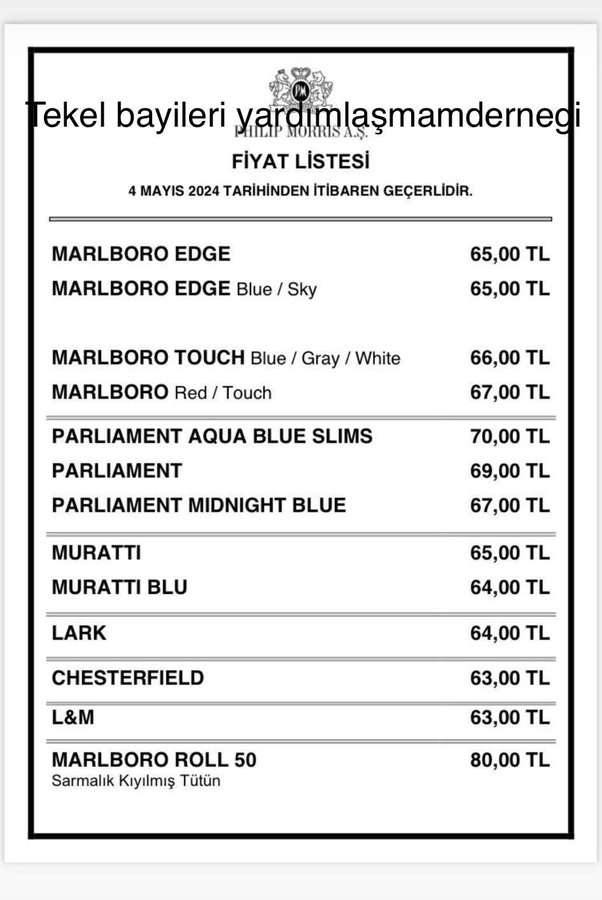 4 Mayıs 2024 Sigara Fiyatları