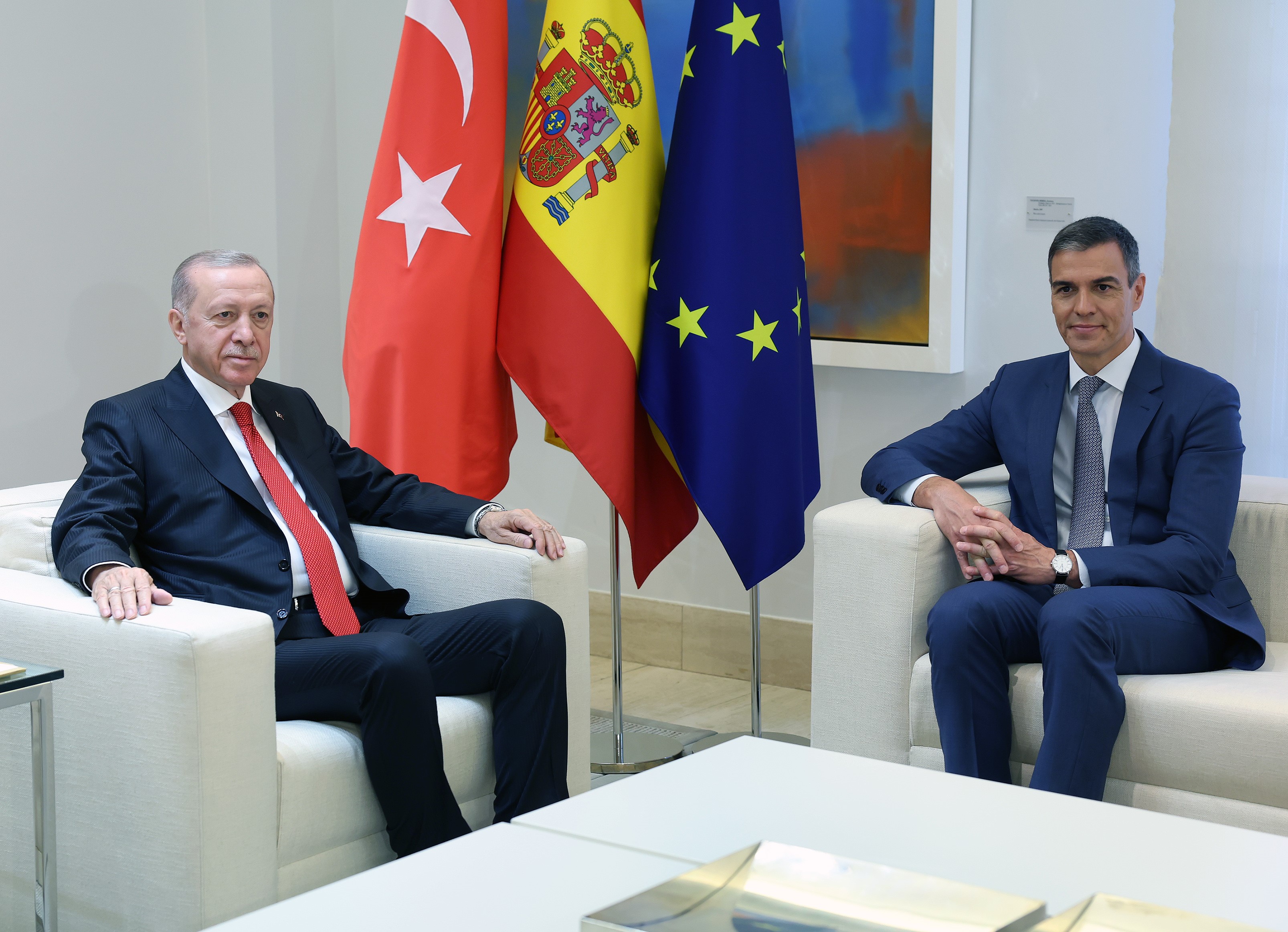 Cumhurbaskani Erdogan Ispanya Basbakani Sanchez Ile Gorustu (2)