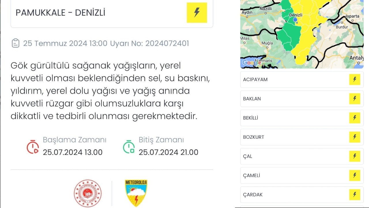 Denizli Ve Komsu Illerde Yagis Tehlikesi Ani Sel Ve Firtinaya Dikkat