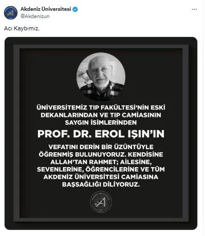 Akdeniz Üniversitesi Eski Dekanı Prof. Dr. Erol Işın 2