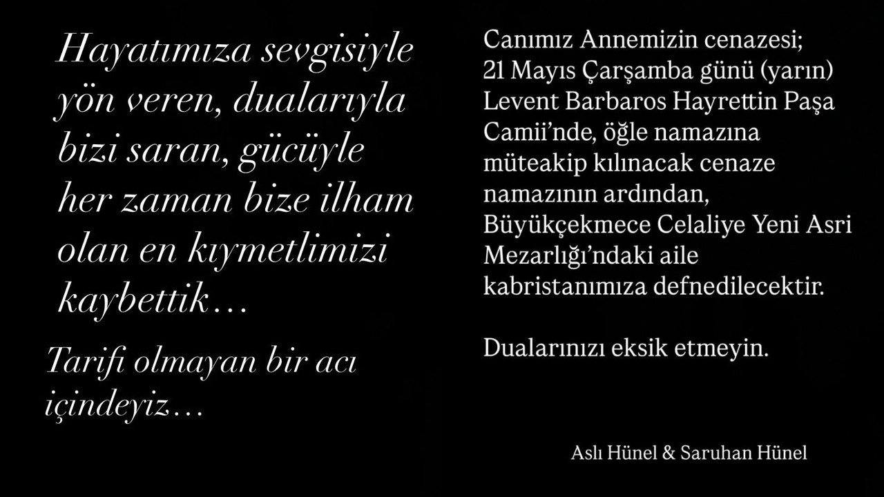 Asli Hunel Ve Saruhan Hunelin Anneleri Sukran Hunel Kimdir Neden Oldu (1)