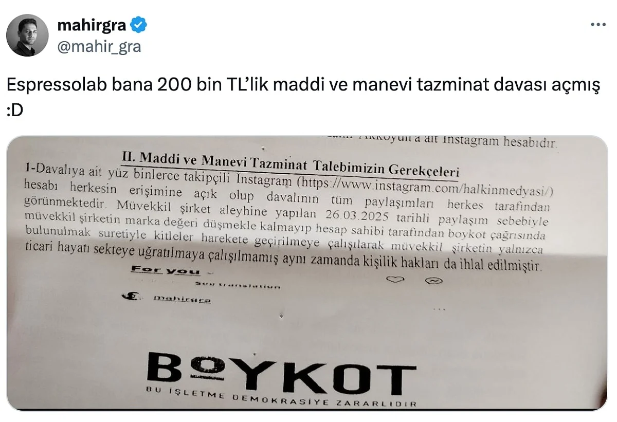 Espressolab Boykot Cagrisi Yapanlara Dava Acmaya Basladi (1)