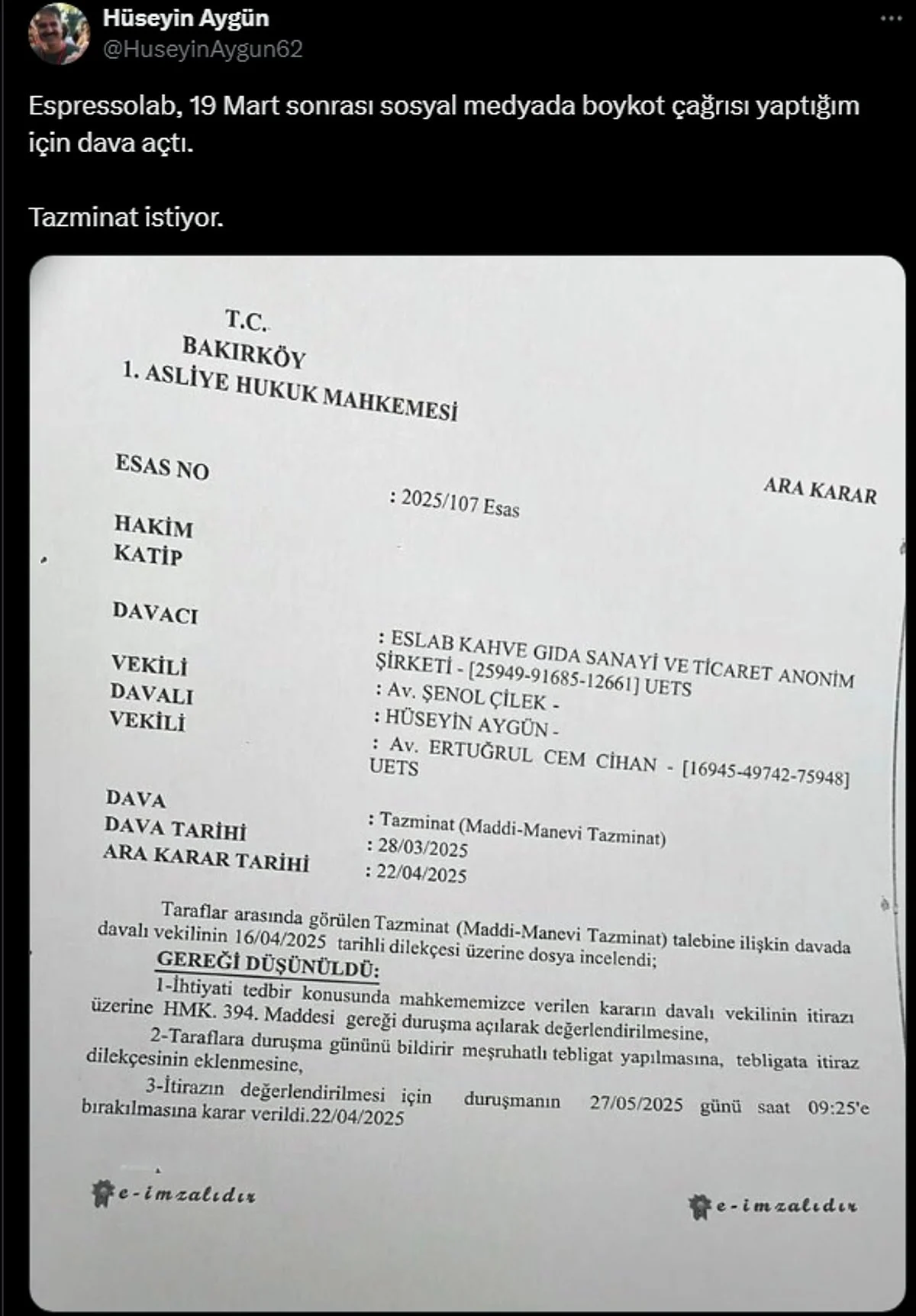 Espressolab Boykot Cagrisi Yapanlara Dava Acmaya Basladi (2)