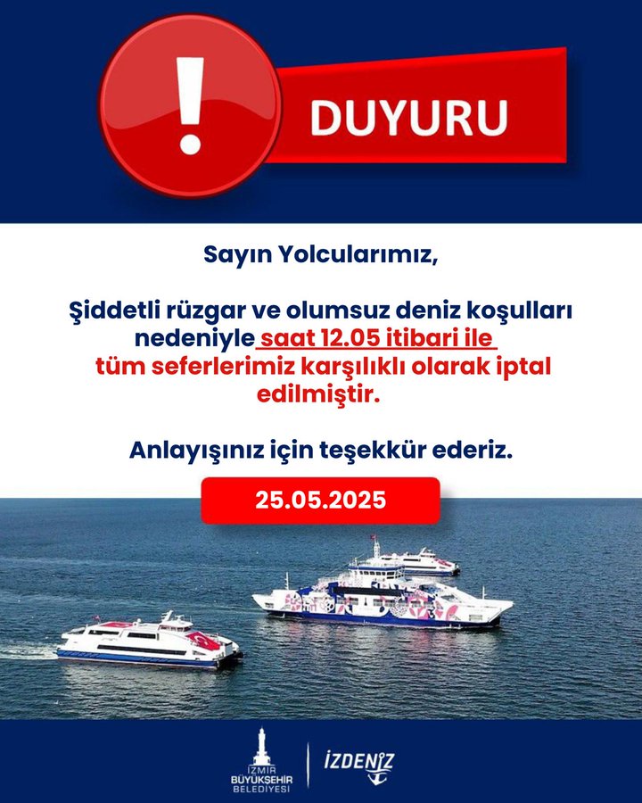 Izmirliler Bu Habere Dikkat Izdenizde Tum Seferler Iptal Edildi