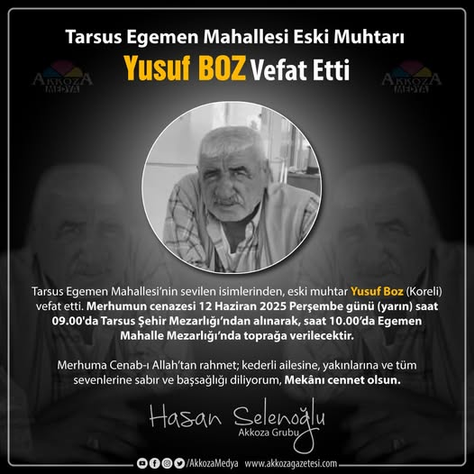 Eski Muhtar Yusuf Boz Hayatini Kaybetti