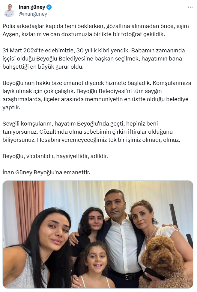 Son Dakika Gozaltina Alinan Beyoglu Belediye Baskani Inan Guneyden Ilk Aciklama
