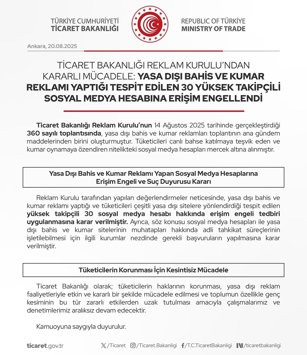 Ticaret Bakanligi Acikladi Yuksek Takipci Sayisina Sahip 30 Fenomenin Hesabina Erisim Eng