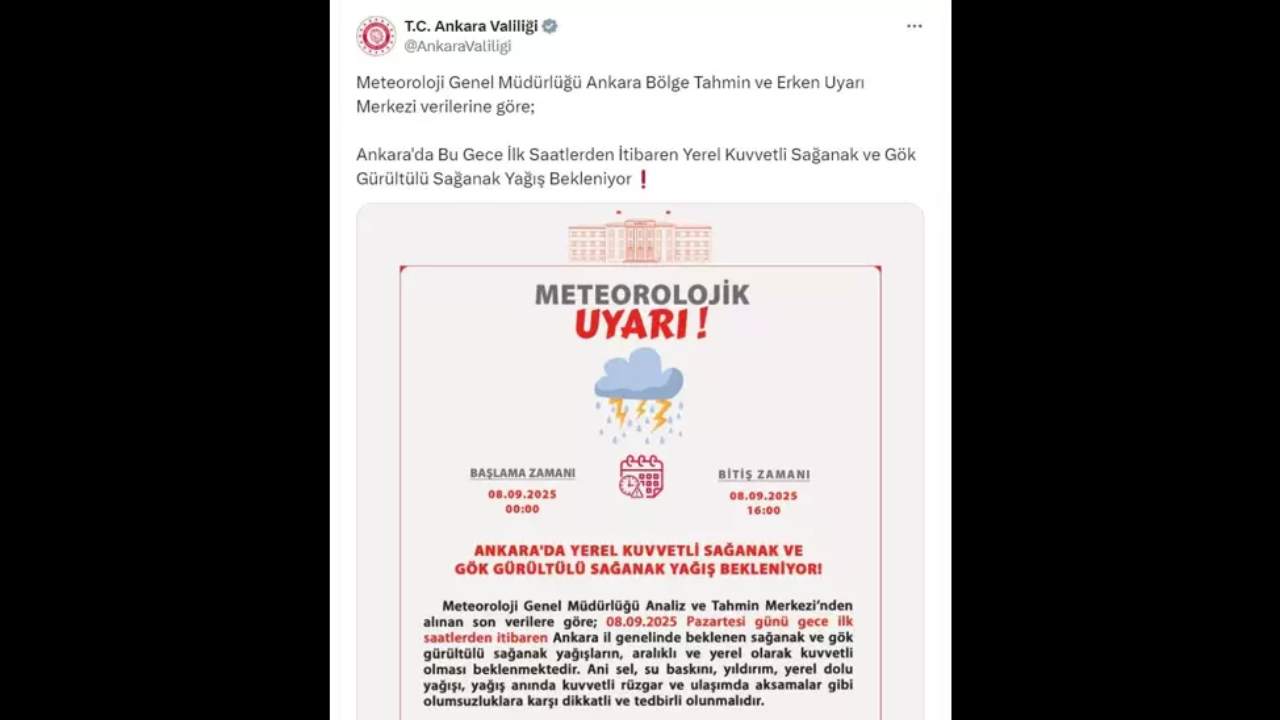 Ankara Valiliginden Saganak Ve Sel Uyarisi (1)
