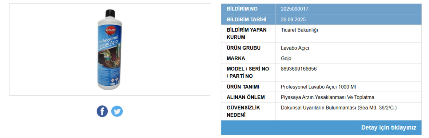 Ticaret Bakanligi 2 Lavabo Acicinin Satisini Yasakladi Raflardan Toplatiliyor (1)