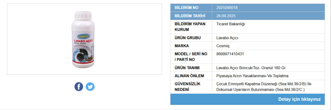 Ticaret Bakanligi 2 Lavabo Acicinin Satisini Yasakladi Raflardan Toplatiliyor (2)