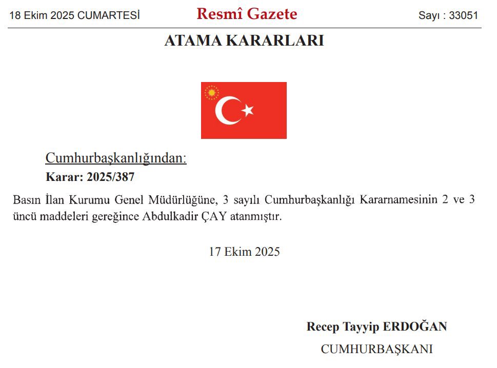 Basin Ilan Kurumu Genel Muduru Abdulkadir Caydan Ilk Aciklama