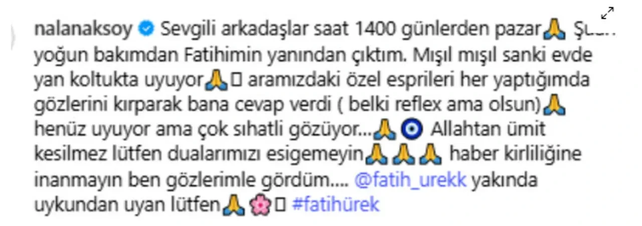 Yakis Arkadasi Nalan Aksoy Acikladi Fatih Urek Saglik Durumu Nasil