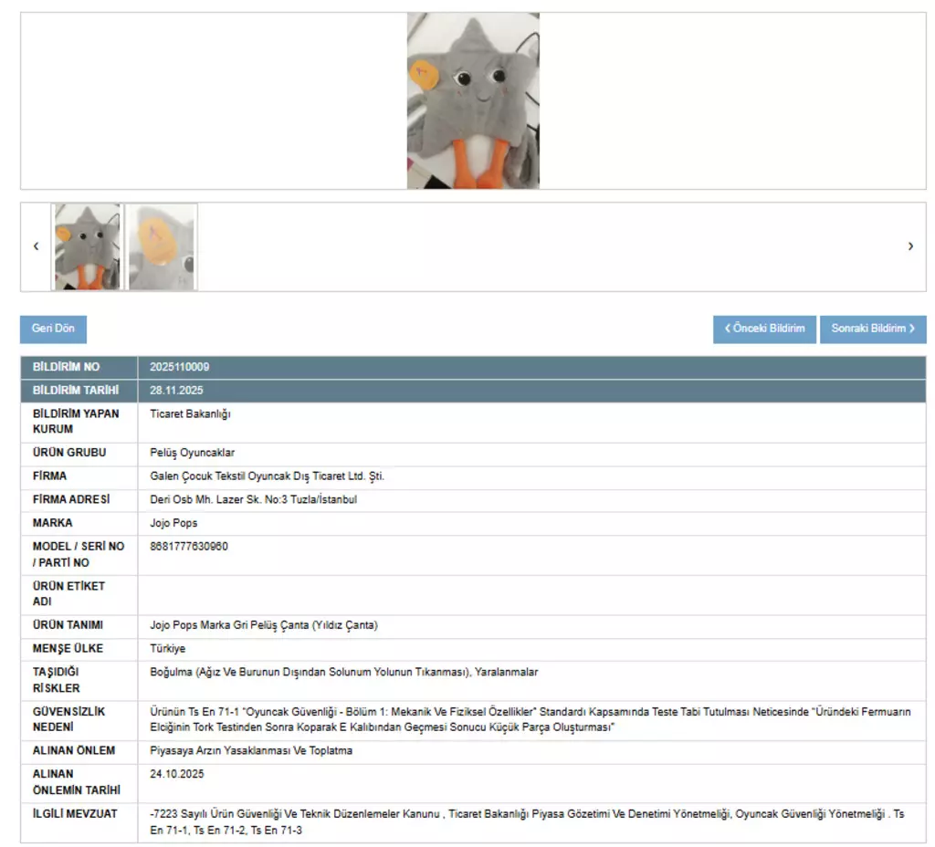 Ticaret Bakanligindan Acil Uyari Iki Cocuk Urunu Yasaklandi (1)