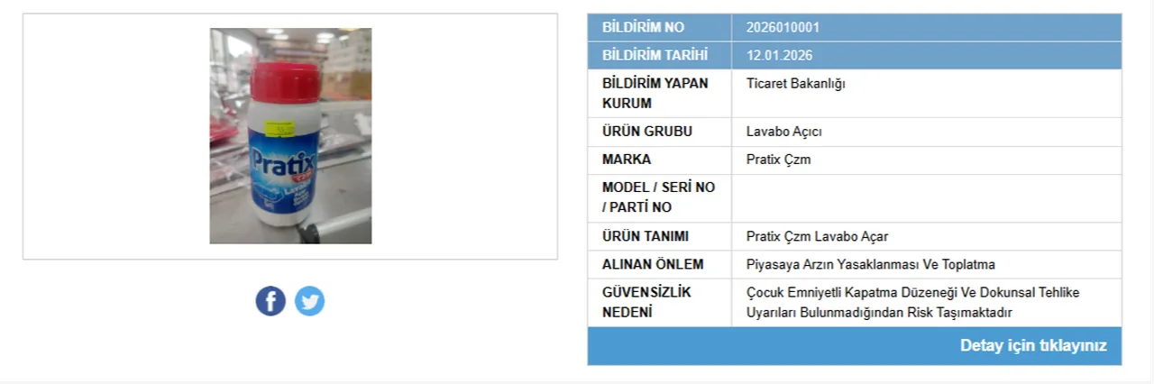 Bakanlik Satisini Yasakladi Lavabo Acici Raflardan Toplatiliyor