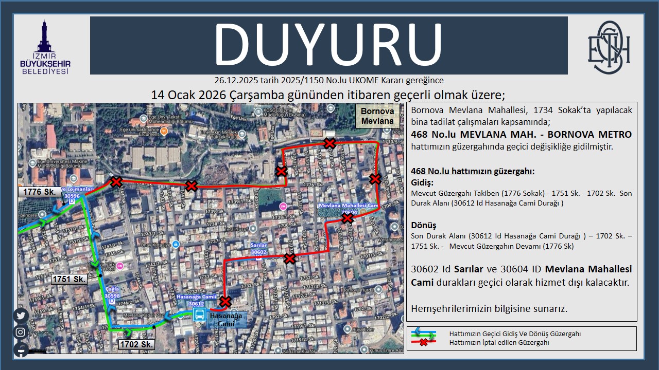 Bornovada Otobus Guzergahlari Gecici Olarak Degistirildi (3)