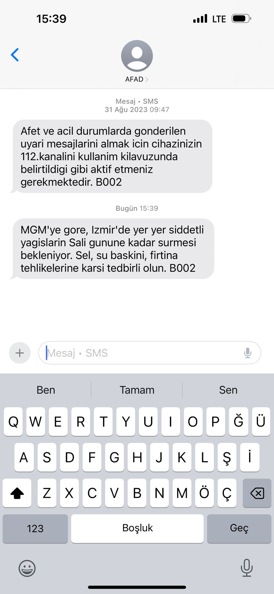 Izmir Icin Sari Kodlu Alarm Afad Vatandaslara Uyari Mesaji Atti