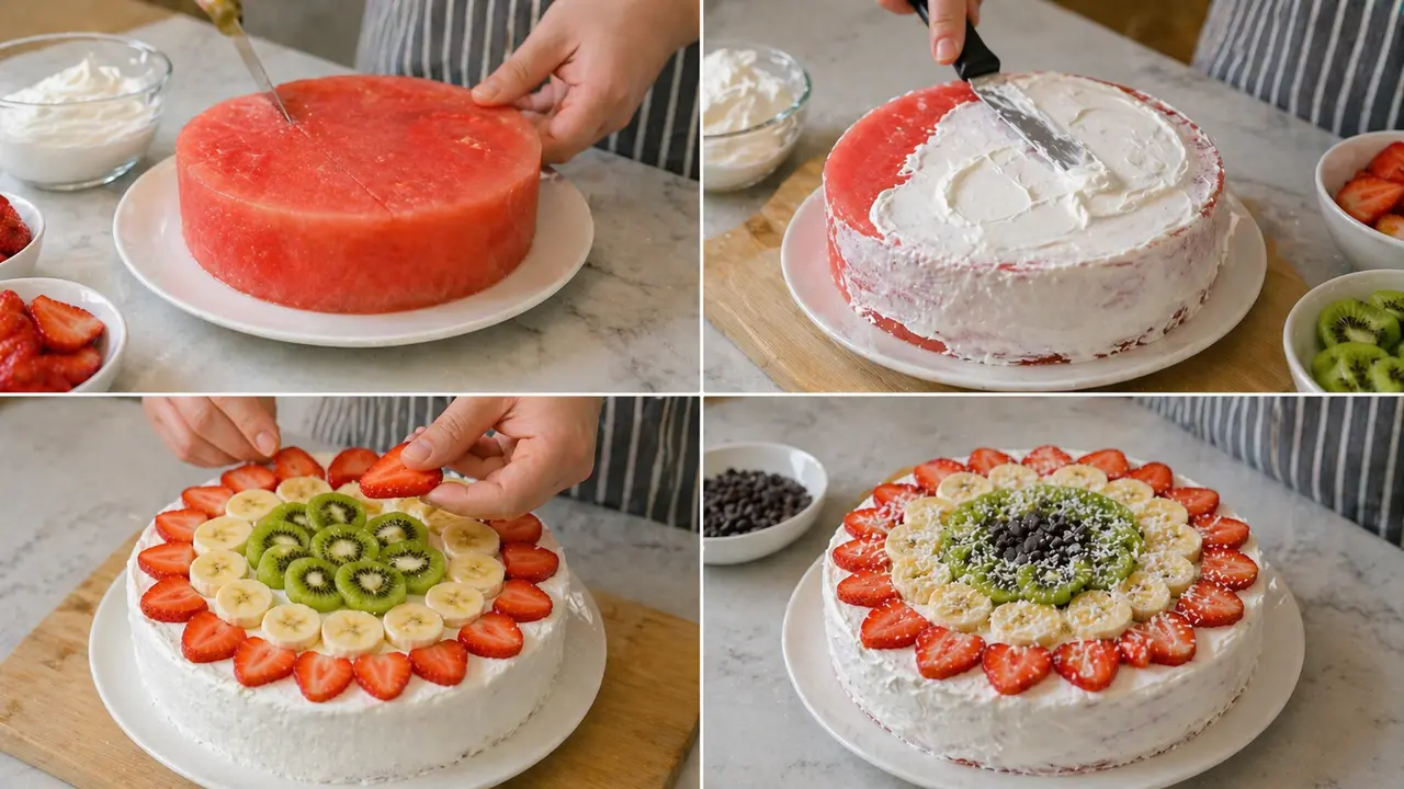 Gelinim Mutfakta Cocuklar Icin Karpuz Pasta Tarifi Cocuklar Icin Karpuz Pasta Nasil Yapil (3)