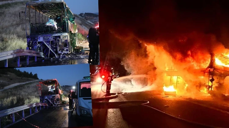 Denilizide Facia Bariyerlere Carpan Yolcu Otobusu Alev Aldi 8 Olu 33 Yarali