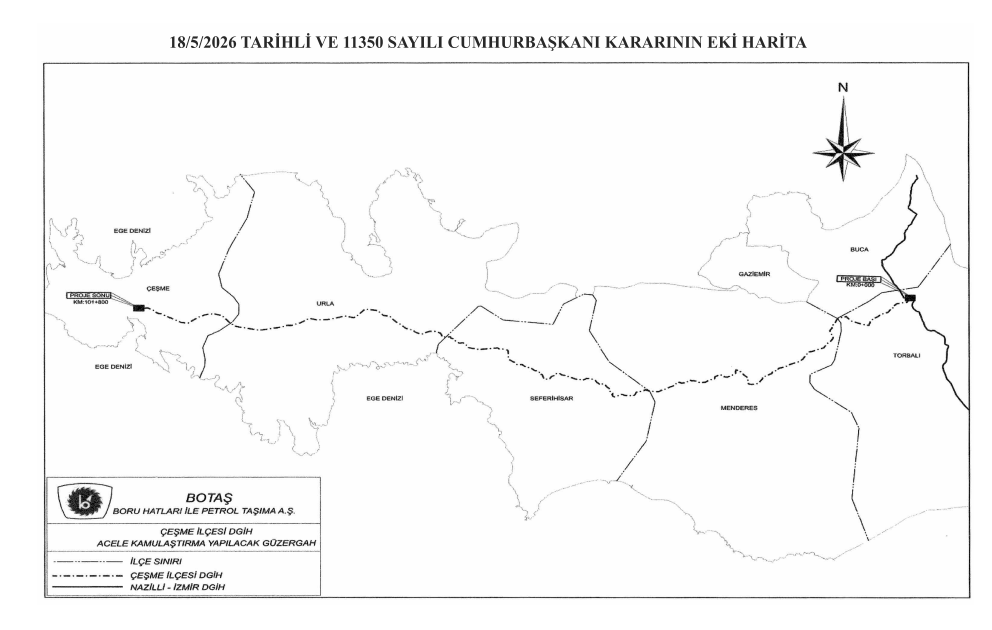 Resmi Gazetede Yayimlandi Izmir Cesmede Dogal Gaz Hatti Icin Kamulastirma Karari
