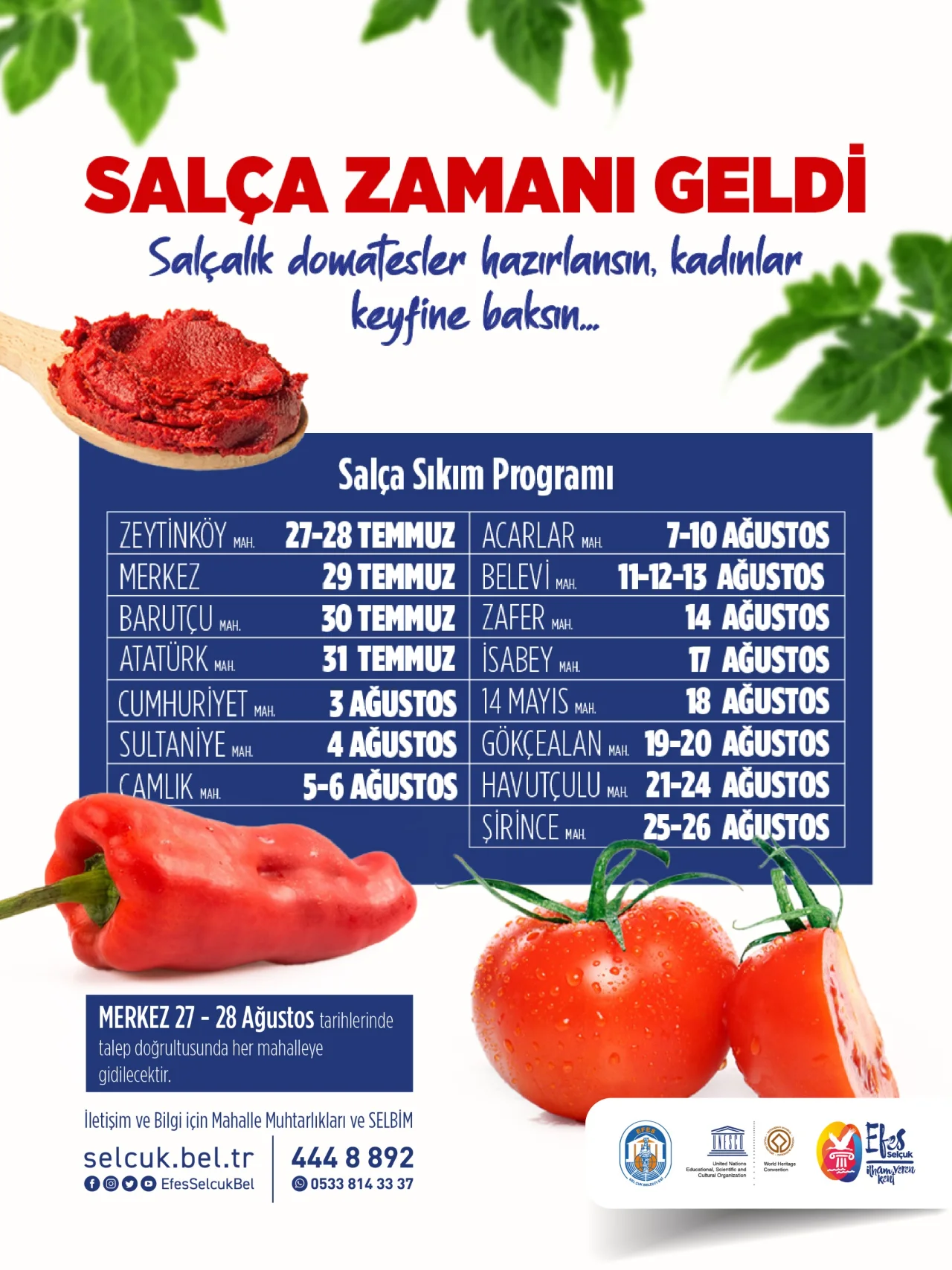 Efes Selcuk Ta Kislik Salca Hazirliklari Basliyor Takvimi Yenibakishaber