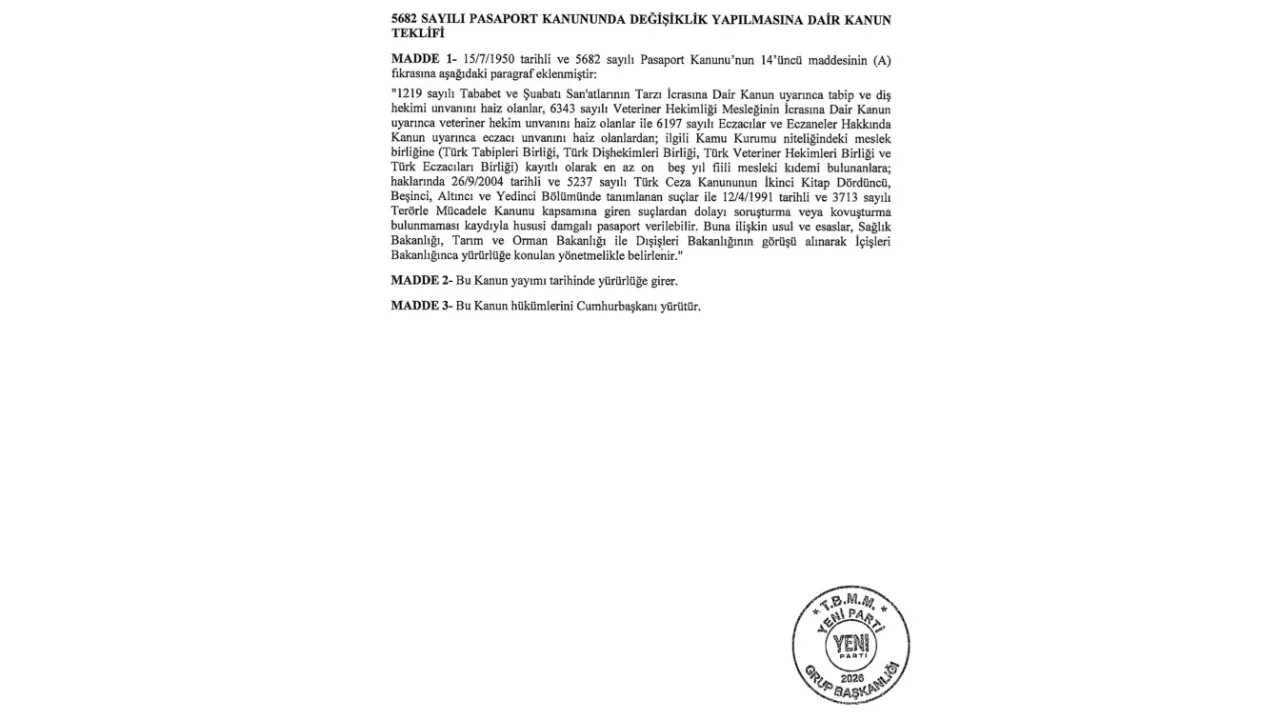 4 Meslek Grubuna Yesil Pasaport Verilmesi Icin Kanun Teklifi Meclis E Sunuldu Yenibakishaber
